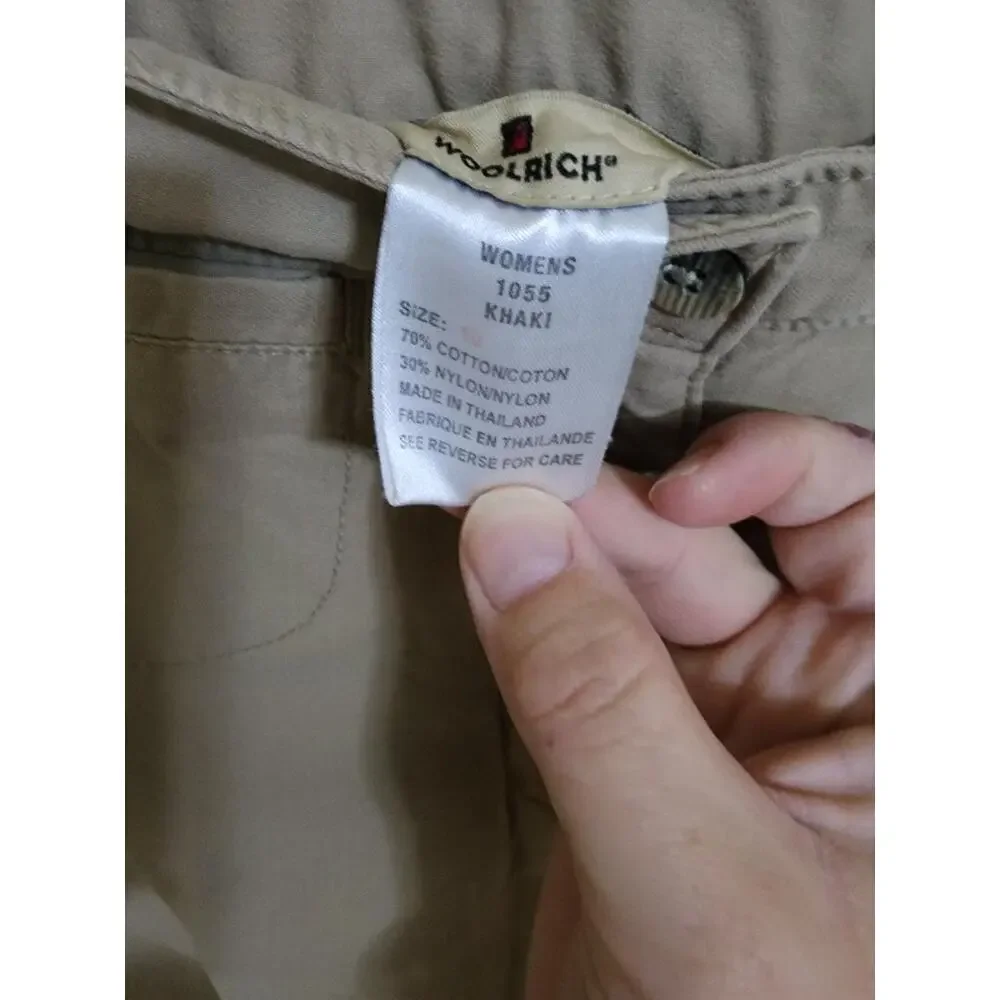 Women's Woolrich Khaki Capri Hiking Pants Size 10 Adjustable Waist